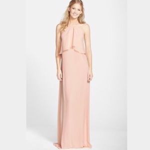 Blush Nude Halter Gown