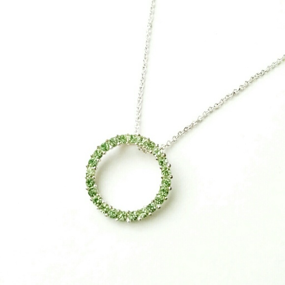 Green rhinestone circle necklace
