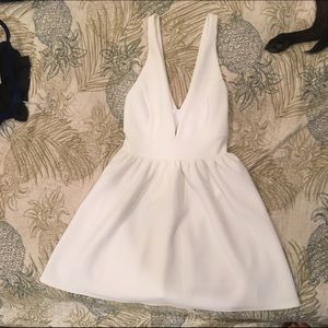 Solemio L.A. Deep Neck Flare Dress, White