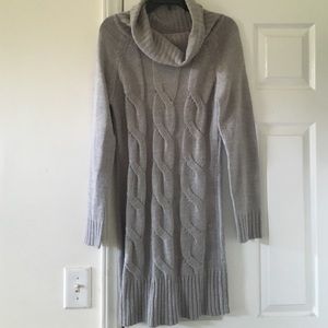 Grey cable knit sweater dress