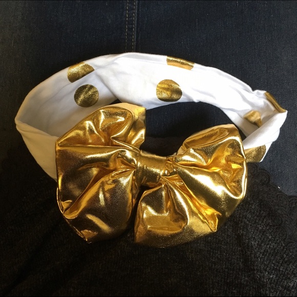 Gold Polka Dot Headband - Picture 2 of 2