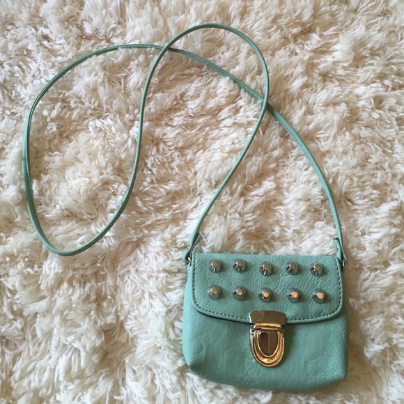 Unknown Handbags - Studded Mint Mini Crossbody Wallet Bag