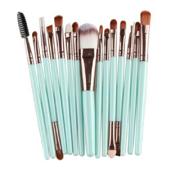 15 pc wool makeup brush set