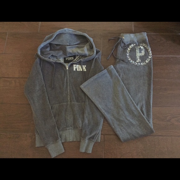 VICTORIA SECRET PINK VELOUR TRACKSUIT SIZE XS