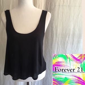 I Love H81 Forever 21 Black Crop Tank Top Sz S/P