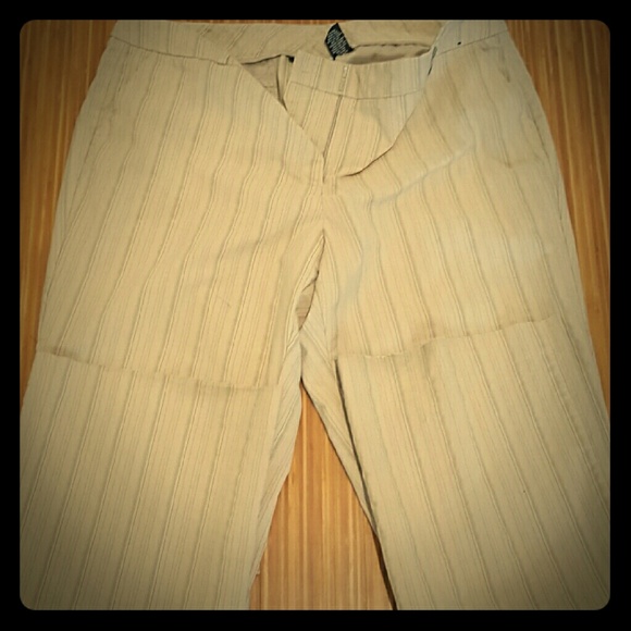 Tan striped trouser pants