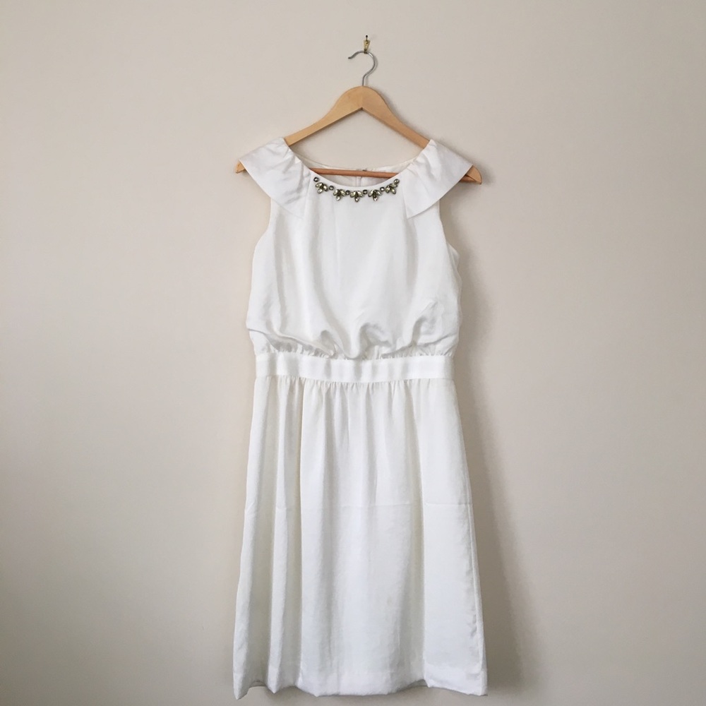 Ann Taylor Loft White Silk Dress