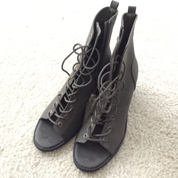 Open toed olive booties