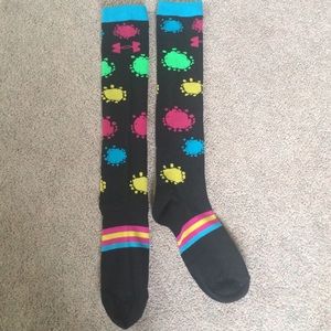 Colorful knee high under armour socks