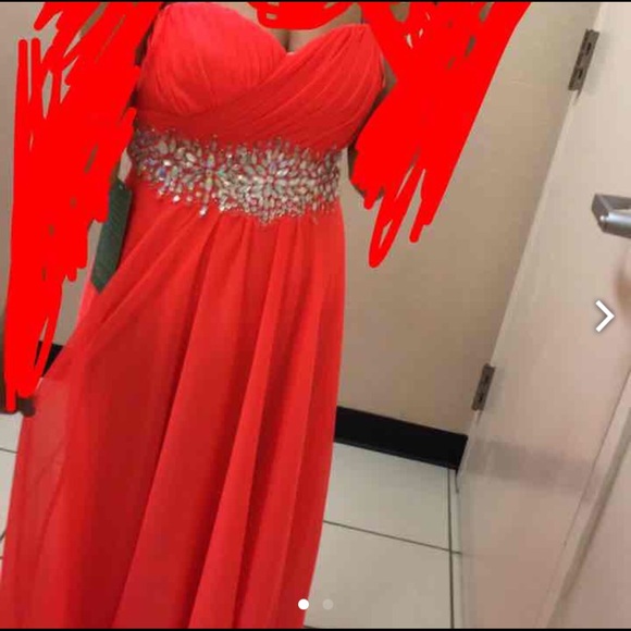 Neon coral long dress - Picture 1 of 1