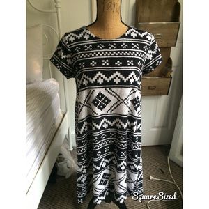 Aztec black and white dress