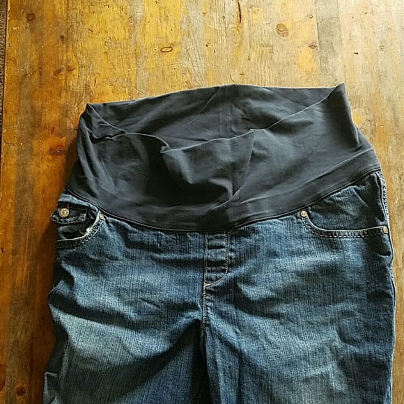 Roll panel boot cut maternity jeans