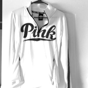 Victoria Secret PINK white half zip sweater