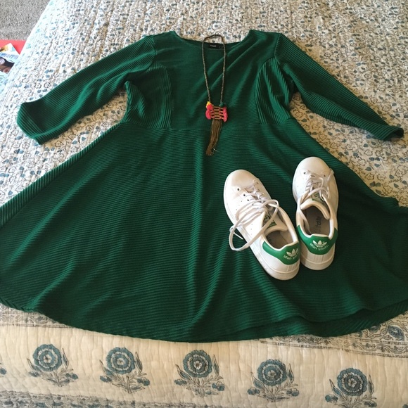 Kelly green Asos fit & flare dress