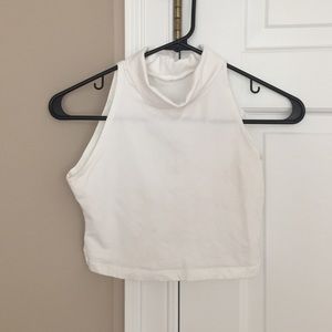 aa cotton spandex sleeveless turtleneck crop top
