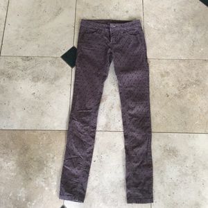 Free People brown floral corduroy skinnys size 25