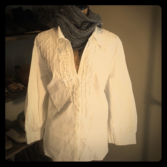 Spense Tops - Spense Woman "Poets"white button down w/ruffle