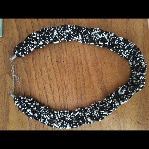 Black and White beaded Statement Necklace