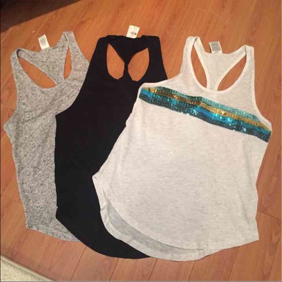 3 PINK racer back tanks