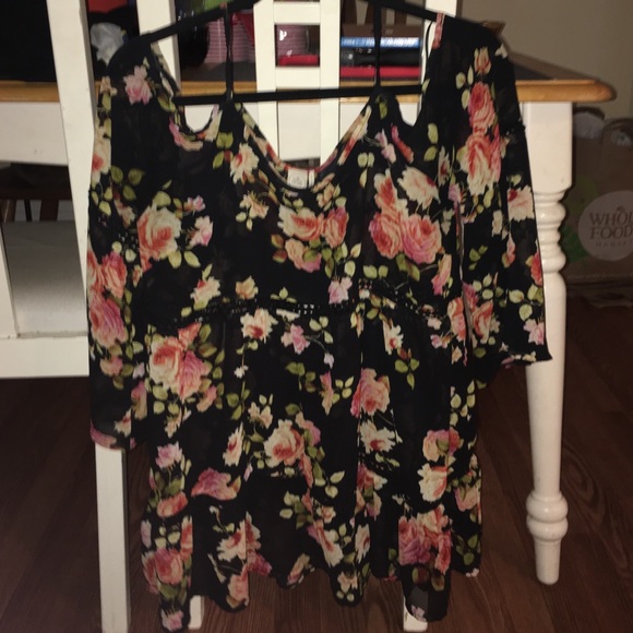 Paper crane off the shoulder top