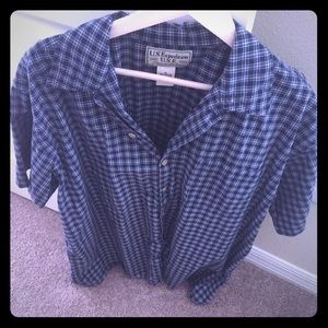Men's button down checkered navy shirt NWOT xl
