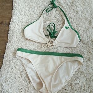 Roxy green and white bikini