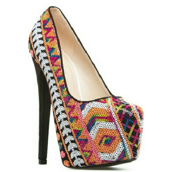 Size 8 ONLY NIB sequined platform pumps - Picture 2 of 3