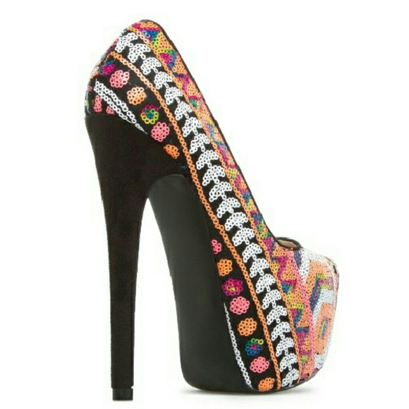Size 8 ONLY NIB sequined platform pumps - Picture 3 of 3