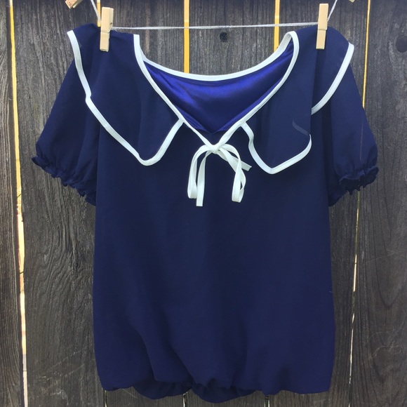 🔥NEW! Sailor Blue Peter Pan Collar Top