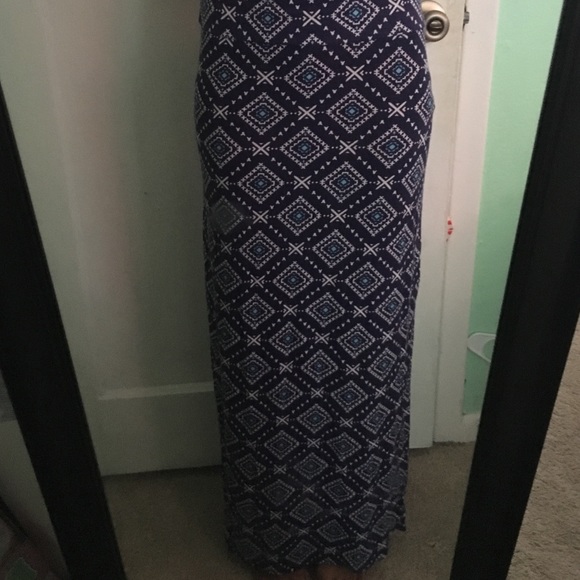 Long blue maxi skirt.