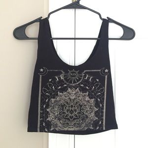black graphic crop top