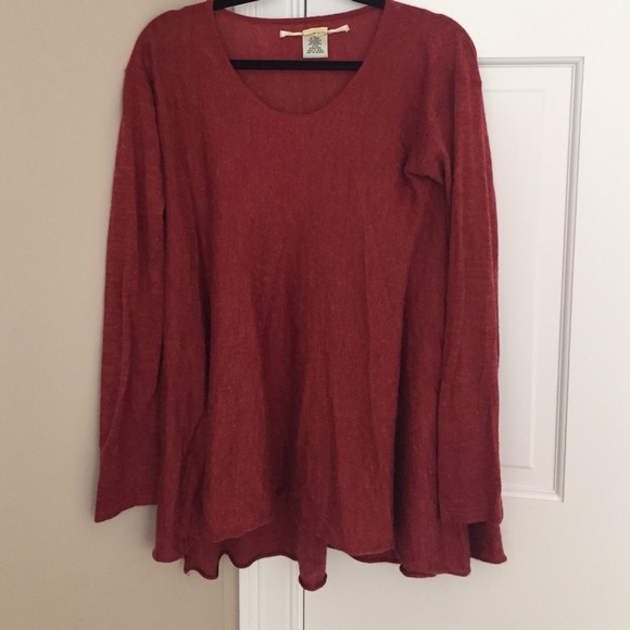 dark red long flowy sweater