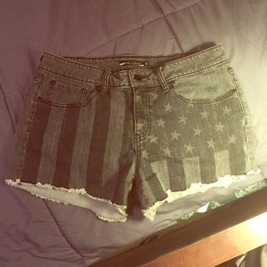 LoveSick Cutoff Denim American Flag Shorts