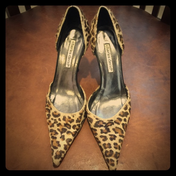 Charles David Calf Hair Leopard Pumps