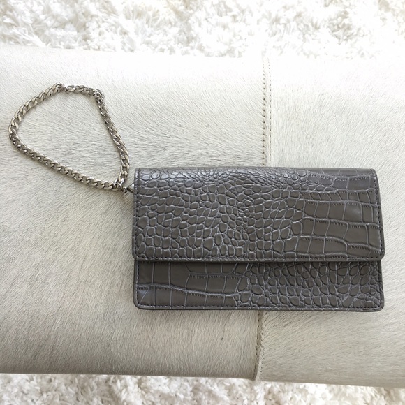 Snob Essentials Gray Croco Mini Bag
