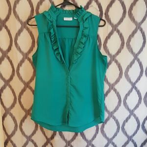 Teal button up New York and Company blouse