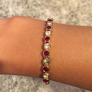 Vintage ruby color and clear tennis bracelet