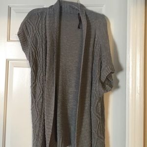Gray sleeveless cardigan sweater