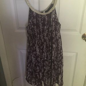 Dark purple and gold dress