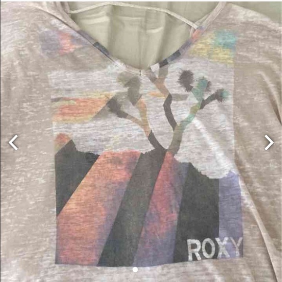 Tan Flowy Roxy Top Medium/Large - Picture 2 of 3