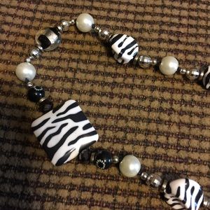 Long Zebra Print Necklace