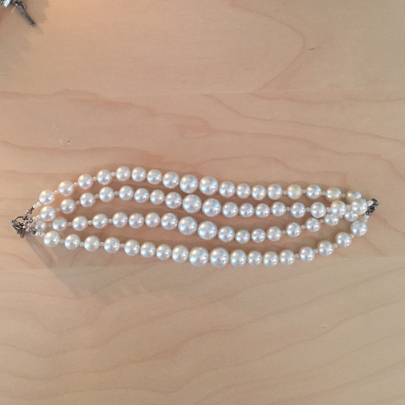 Multi-strand pearl bracelet.