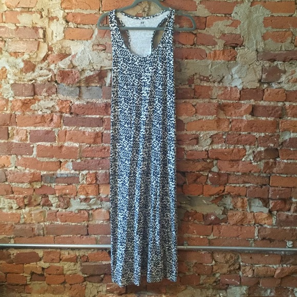 Blue and white polka dot racerback maxi dress