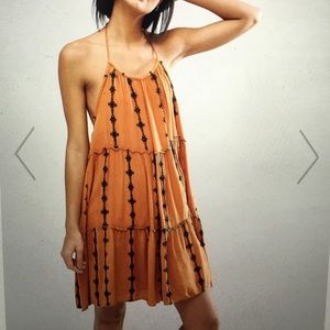 Burnt orange/mustard halter dress
