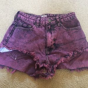Burgundy denim shorts