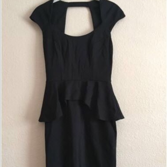 Bebe Mariah Black Peplum Dress L