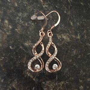 Rose gold tone infinity earrings