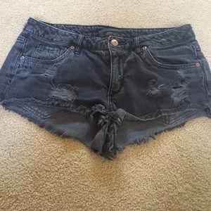 Black ripped Jean shorts