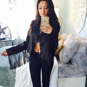 LA Hearts Suede Fringed Jacket