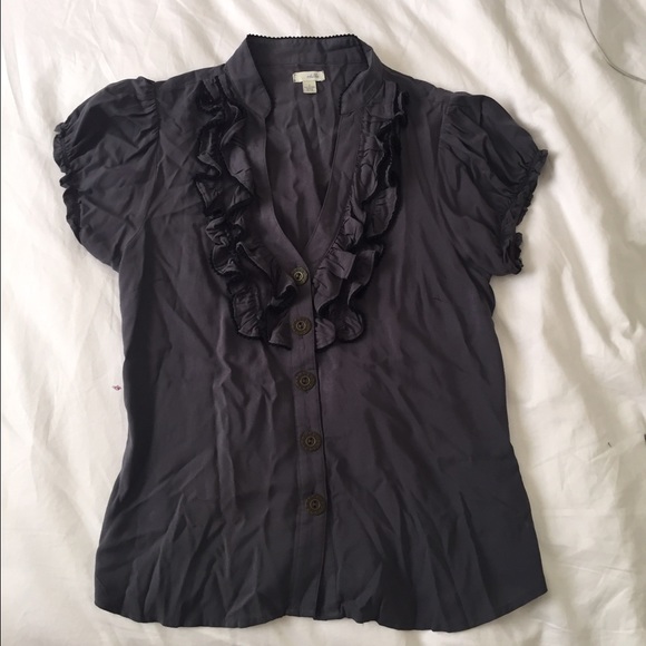 Anthropologie odille grey ruffle blouse